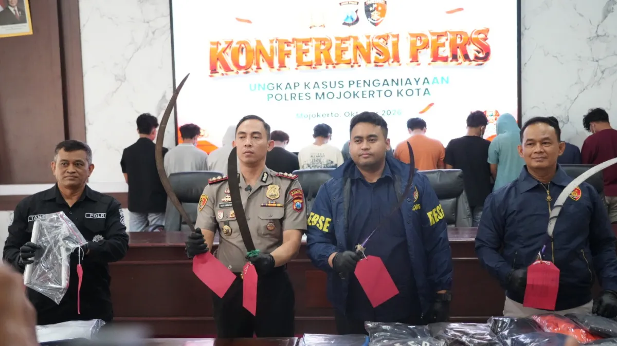 Polres Mojokerto Kota Amankan 21 Pemuda Diduga Serang Angkringan di Magersari