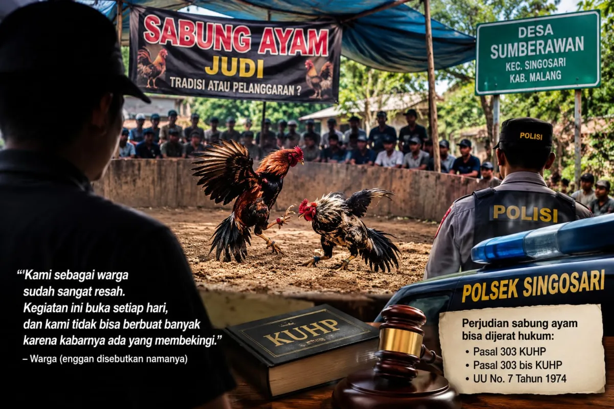Perjudian Sabung Ayam di Singosari Malang Kerap Bikin Resah, Lapor Polsek Singosari Jalan Ditempat